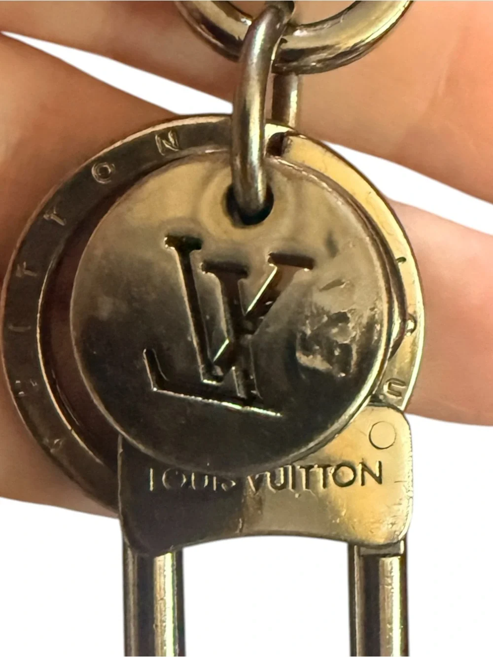 Louis Vuitton Black Monogram Eclipse Leather Key Charm with Silver Hardware